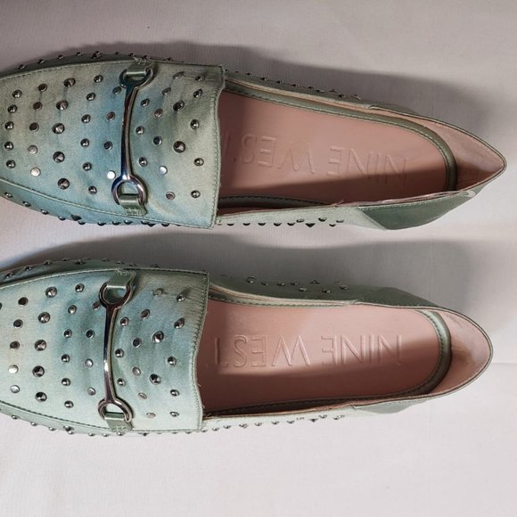 Nine West Westoy Green Satin Loafers Flats Size 8 - Picture 11 of 13